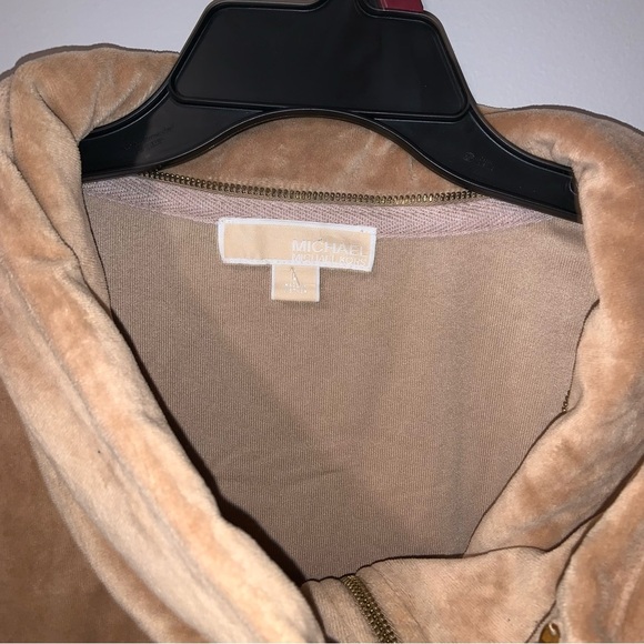 Michael Kors Women's Velour Jacket Brown Size L Casual Mid-Length - Picture 2 of 4